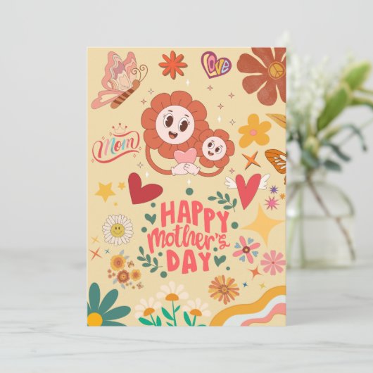 Retro Groovy Moederdag Kaart (Staand voorkant)