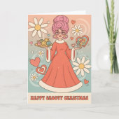 Retro Groovy Mrs. Claus Merry Christmas Feestdagen Kaart (Voorkant)