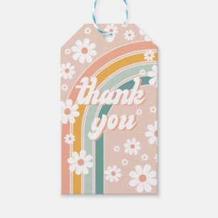 Retro Groovy One Boho First Birthday Cadeaulabel