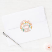 Retro Groovy One Boho First Birthday Ronde Sticker (Envelop)