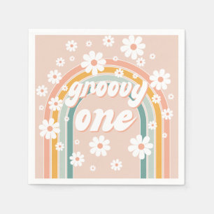 Retro Groovy One Boho First Birthday Servet