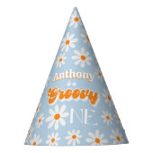 Retro Groovy One Boys 1e Verjaardag Feesthoedjes (Voorkant)