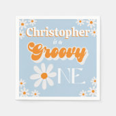 Retro Groovy One Boys 1e Verjaardag Servet (Voorkant)