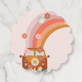 Retro Groovy One Daisy Flower Verjaardagsfeestje Bedankjes Labels (Achterkant)