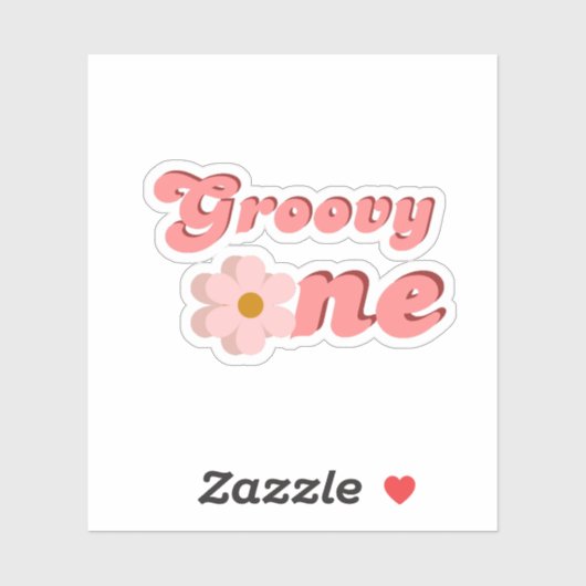 Retro Groovy One Daisy Flower Verjaardagsfeestje Sticker (Vel)