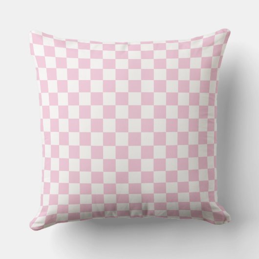 Retro Groovy One Roze en Witte Check Kussen (Achterkant)