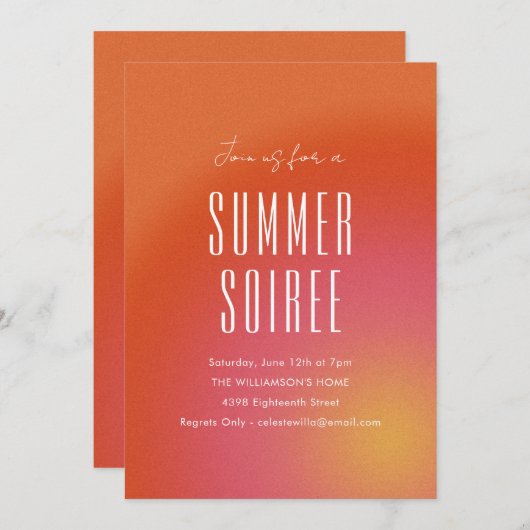 Retro Groovy Oranje Fun Summer Soiree Party Kaart (Voorkant / Achterkant)