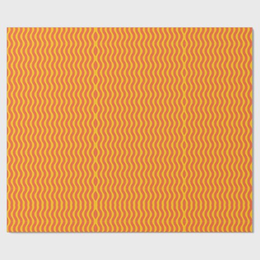 Retro Groovy Oranje Gele Wavy Stripe Cadeaupapier (Vlak)