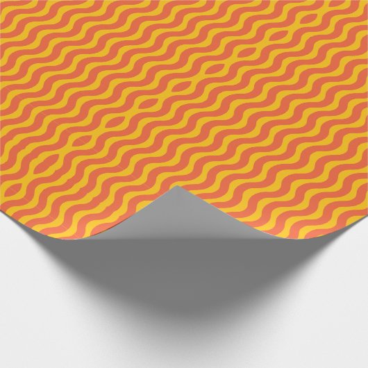 Retro Groovy Oranje Gele Wavy Stripe Cadeaupapier (Hoek)