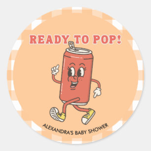Retro Groovy Oranje Gingham Ze Is Klaar Om Te Kome Ronde Sticker