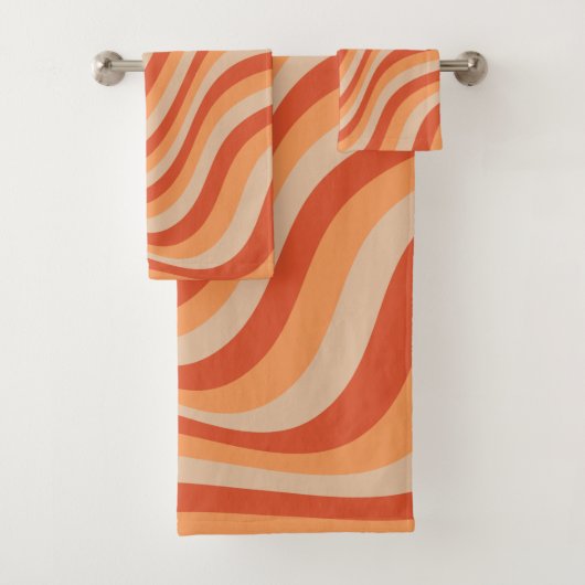 Retro Groovy Oranje kleur Bad Handdoek (Insitu)