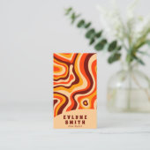 Retro Groovy Oranje QR Code 70s Boho Abstract Visitekaartje (Staand voorkant)