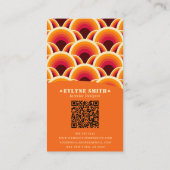 Retro Groovy Oranje QR Code 70s Boho Unique Visitekaartje (Achterkant)