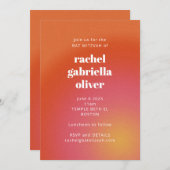 Retro Groovy Oranje Simple Bat Mitzvah Kaart (Voorkant / Achterkant)