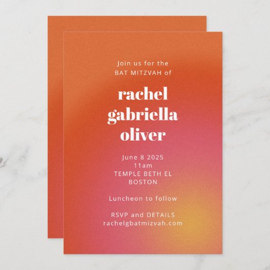 Retro Groovy Oranje Simple Bat Mitzvah Kaart (Voorkant / Achterkant)