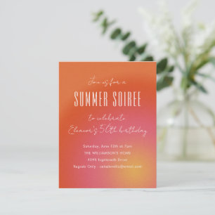 Retro Groovy Oranje Summer Soiree Birthday Party Kaart