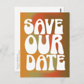 Retro Groovy Oranje trendy gradiënt Sla de datum o Briefkaart (Voorkant / Achterkant)