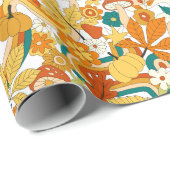 Retro Groovy-paddenstoelenpatroon Cadeaupapier (Rol Hoek)