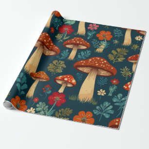Retro Groovy-paddenstoelenpatroon Cadeaupapier