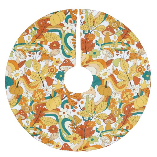 Retro Groovy-paddenstoelenpatroon Kerstboom Rok (Voorkant)