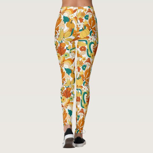 Retro Groovy-paddenstoelenpatroon Leggings (Achterkant)