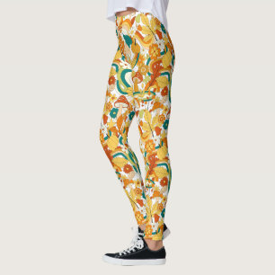 Retro Groovy-paddenstoelenpatroon Leggings