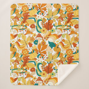 Retro Groovy-paddenstoelenpatroon Sherpa Deken