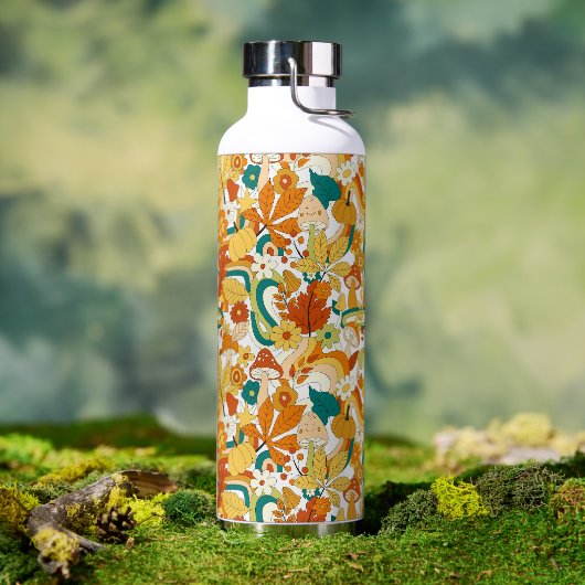 Retro Groovy-paddenstoelenpatroon Waterfles (Buiten)