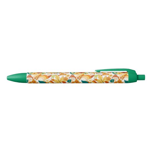 Retro Groovy-paddenstoelenpatroon Zwarte Inkt Pen (Bovenkant)