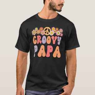 Retro Groovy Papa en familie 1e verjaardag T-shirt