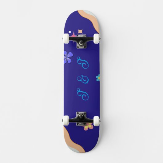 Retro Groovy Pastel Floral Aesthetic  Skateboard (Voorkant)