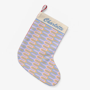 Retro Groovy Pastel Lines Patroon op maat Kleine Kerstsok