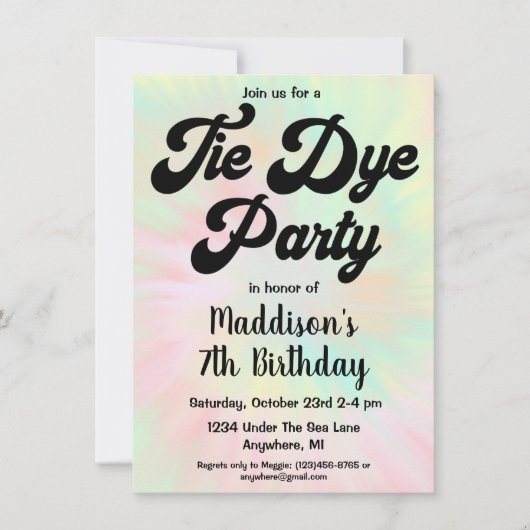 Retro Groovy Pastel Stropdas Die Verjaardag Kaart (Voorkant)