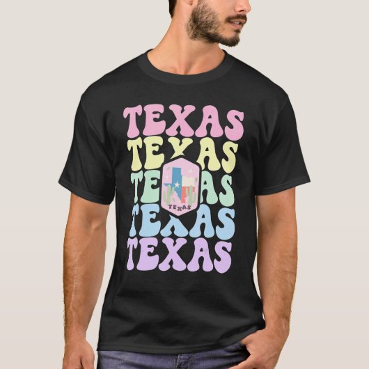 Retro Groovy Pastel Texas State Home I Love Texas  T-shirt (Voorkant)