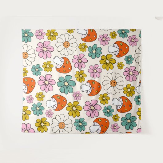 Retro Groovy Patronen 70s-60s-80s Wandkleed (Voorkant (horizontaal))