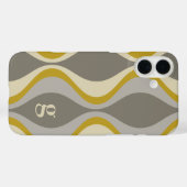 Retro Groovy Patroon - Monogram - Gouden Taupe Case-Mate iPhone Case (Achterkant (horizontaal))