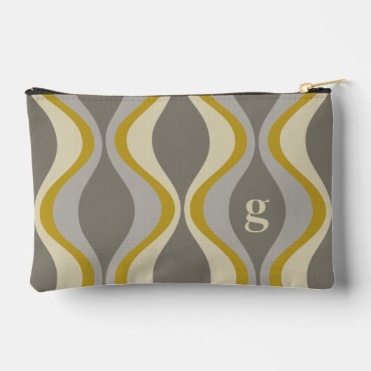 Retro Groovy Patroon - Monogram - Gouden Taupe Etui (Achterkant)