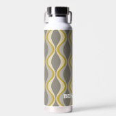 Retro Groovy Patroon - Monogram - Gouden Taupe Waterfles (Voorkant)
