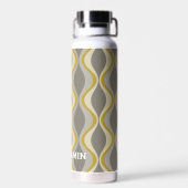Retro Groovy Patroon - Monogram - Gouden Taupe Waterfles (Achterkant)