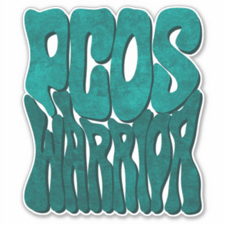 Retro Groovy PCOS WARRIOR Blauwgroen Ribbon Awaren Sticker