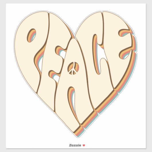 Retro Groovy Peace Heart Inspirerend Essential Sticker (Vel)