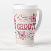 Retro Groovy Pink Hibiscus Latte Mug (Angle droit)
