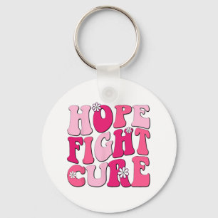 Retro Groovy Pink Hope Fight Cure Breast Cancer Aw Sleutelhanger