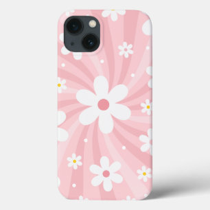 Retro Groovy Pink Sunshine Daisy Floral Hippie iPhone 13 Hoesje
