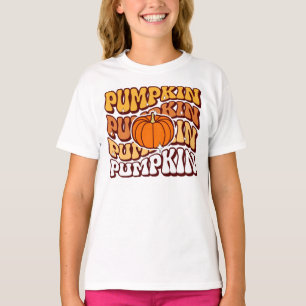 Retro Groovy Pompoen Herfst Seizoen Vintage Autumn T-shirt