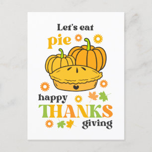 Retro Groovy Pompoentaart Thanksgiving Briefkaart