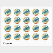 Retro Groovy - Pop het als ze pop Ronde Sticker (Vel)