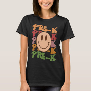 Retro Groovy Pre K Cute Smile Face terug naar scho T-shirt