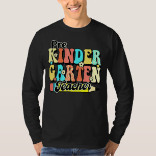 Retro Groovy Prek leraar Eerste dag Terug naar Sch T-shirt