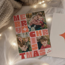 Retro Groovy Prettig Kerst Foto Collage